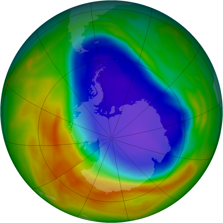 Antarctic ozone map for 17 October 2007